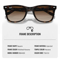 Thumbnail for Ray-Ban RB4420 Square Shaped Non-Polarized Sunglasses for Men & Women – Includes Official RAYBAN Eyewear Kit – Ideal Formal & Casual Wear Sunglasses – Brown Lens