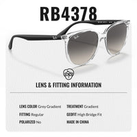 Thumbnail for Ray-Ban RB4378 Square Shape Sunglasses With Eyewear Kit Bundle - High Bridge Fit - Ideal Formal and Casual Wear Square Sunglasses