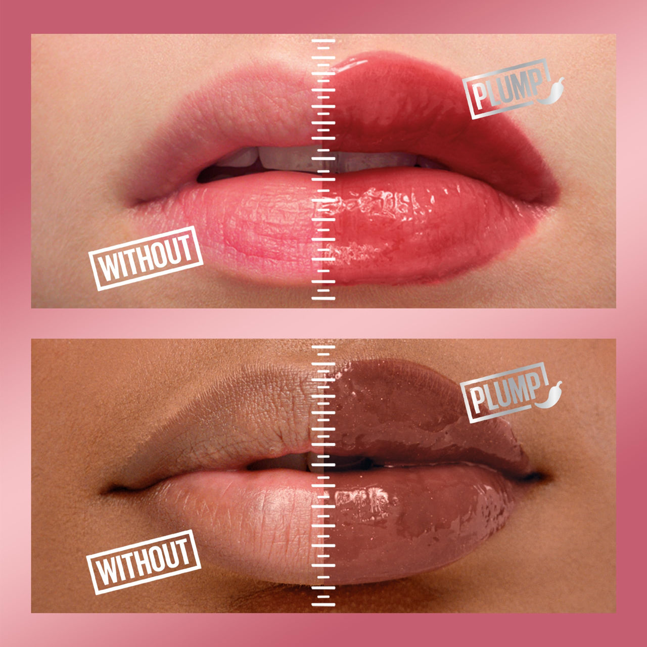 MAYBELLINE Lifter Gloss Lifter Plump, Plumping Lip Gloss with Chili Pepper and 5% Maxi-Lip, Pink Sting, Sheer Bubblegum Pink, 1 Count