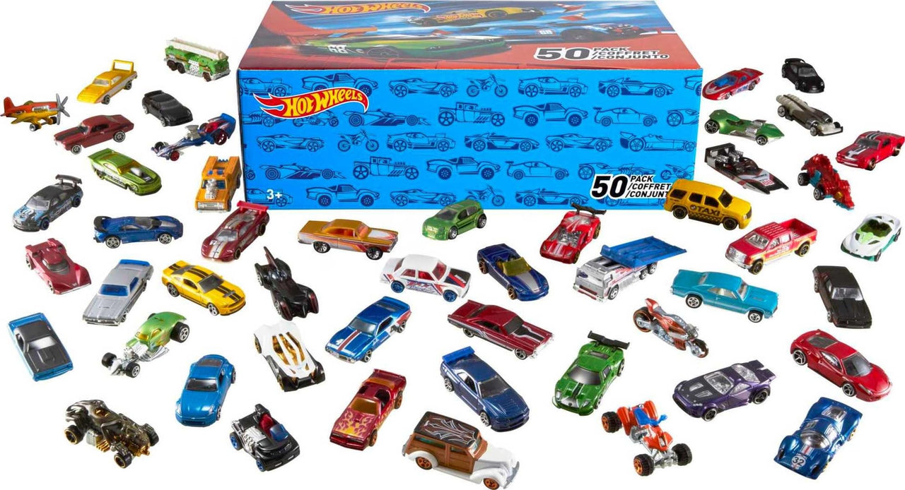 Hot Wheels Toy Cars & Trucks, 50-Pack of 1:64 Scale Vehicles, Individually Packaged (Styles May Vary) (Amazon Exclusive)