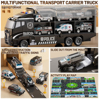 Thumbnail for XINNOVEL Carrier Truck Toddlers Toys for 3 4 5 6 7 Years Old Boys, Toy Truck Transport Car & Die-Cast Car and Play Mat, Police Car Toys Birthday Gifts for Kids 3 4 5 6 7 8+ Years Old Boys Girls