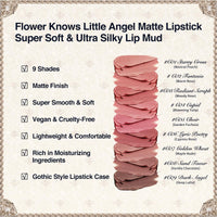 Thumbnail for Flower Knows Little Angel Matte Lipstick,Super Soft & Ultra Silky Lip Stick,Long Lasting & Moisturizing Vegan Lip Mud for Girls&Women,Velvety Finish,3.5g,1Count(C08 Sand Tower)