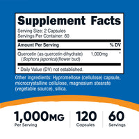 Thumbnail for Nutricost Quercetin 1000mg, 120 Capsules - Vegetarian Capsules, 60 Servings, 500mg Per Capsule, Non-GMO, Gluten Free