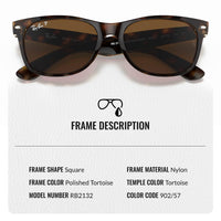 Thumbnail for Ray-Ban RB2132 NEW WAYFARER Classic Polarized Square Shape Sunglasses With Eyewear Kit Bundle - High Bridge Fit - Casual Wear Square Sunglasses