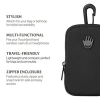 Thumbnail for Touchette Zippered Pouch, Attachable Fashion Accessory with Snap Hook for Touchland Hand Sanitizer 1FL OZ., Black