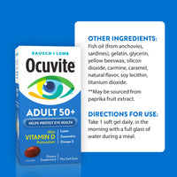 Thumbnail for Ocuvite 50+ Eye Vitamin & Mineral Supplement, Multivitamin for Vision & Ocular Health with Omega-3, Zinc, Vitamins C & E, Lutein & Zeaxanthin, Zinc Supplements for Women and Men, 90 Softgels