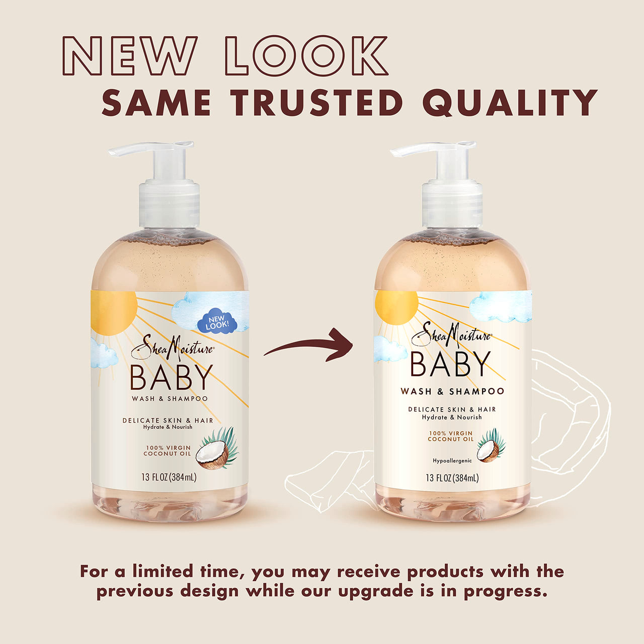 SheaMoisture Wash and Shampoo for Baby 100% Virgin Coconut Oil with Coconut Oil 13 oz