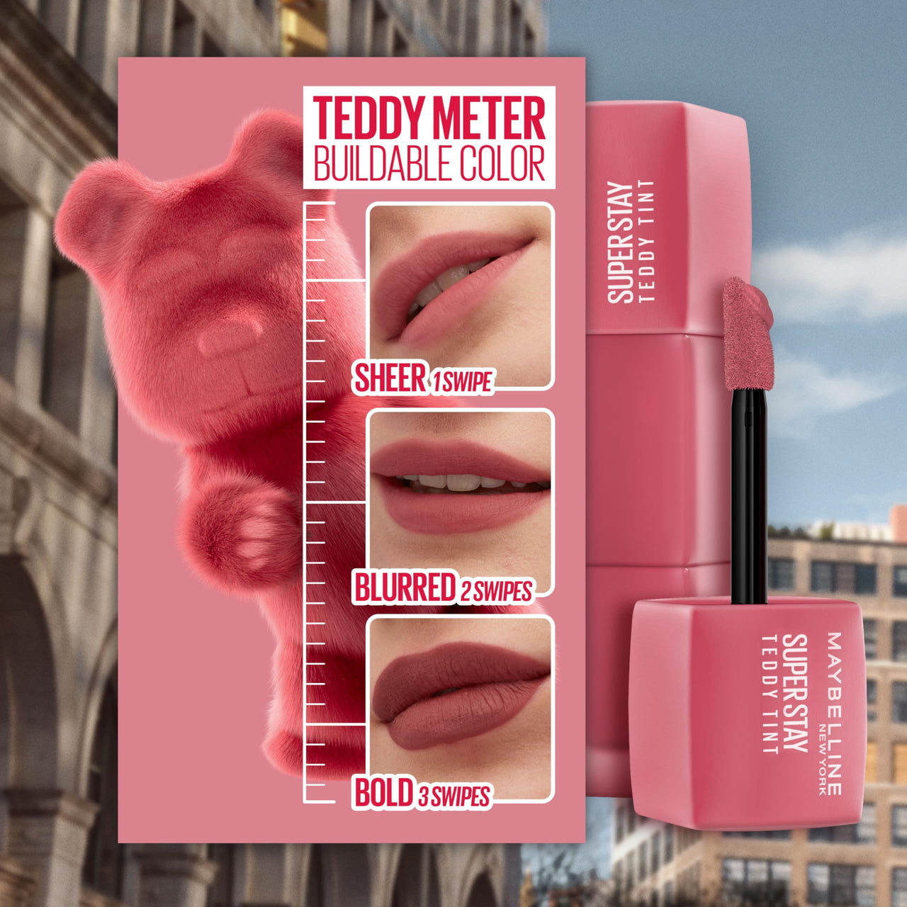 MAYBELLINE Super Stay Teddy Lip Tint, Long Lasting Matte Lipstick For Up To 12HR Wear, Coquettish, 1 Count