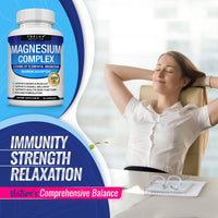 Thumbnail for Magnesium Complex Supplement 8 Elemental 1000mg - Magnesium Glycinate, Citrate, Malate, Taurate, Chelated for Easy Absorption for Bones, Muscle, Recovery, Energy, Vegan Non-GMO 90 Capsules