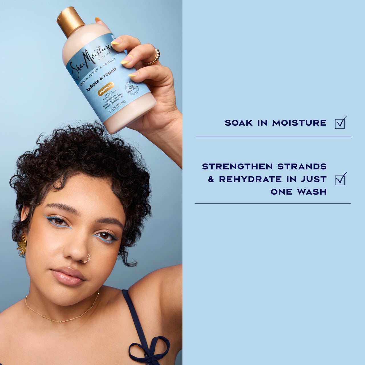 Shea Moisture Shampoo Hydrate and Repair for Damaged Hair with Manuka Honey and Shea Butter 13 oz