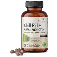 Thumbnail for Futurebiotics Chill Pill + Ashwagandha, Rhodiola, St. John’s Wort, & L-Theanine - Non-GMO, 250 Vegetarian Tablets