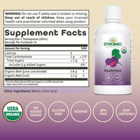 Thumbnail for Dynamic Health Certified Organic Beetroot Juice Concentrate Dietary Supplement, No Added Sugar, Artificial Colors, Preservatives, BPA-Free, Gluten-Free, 32 oz
