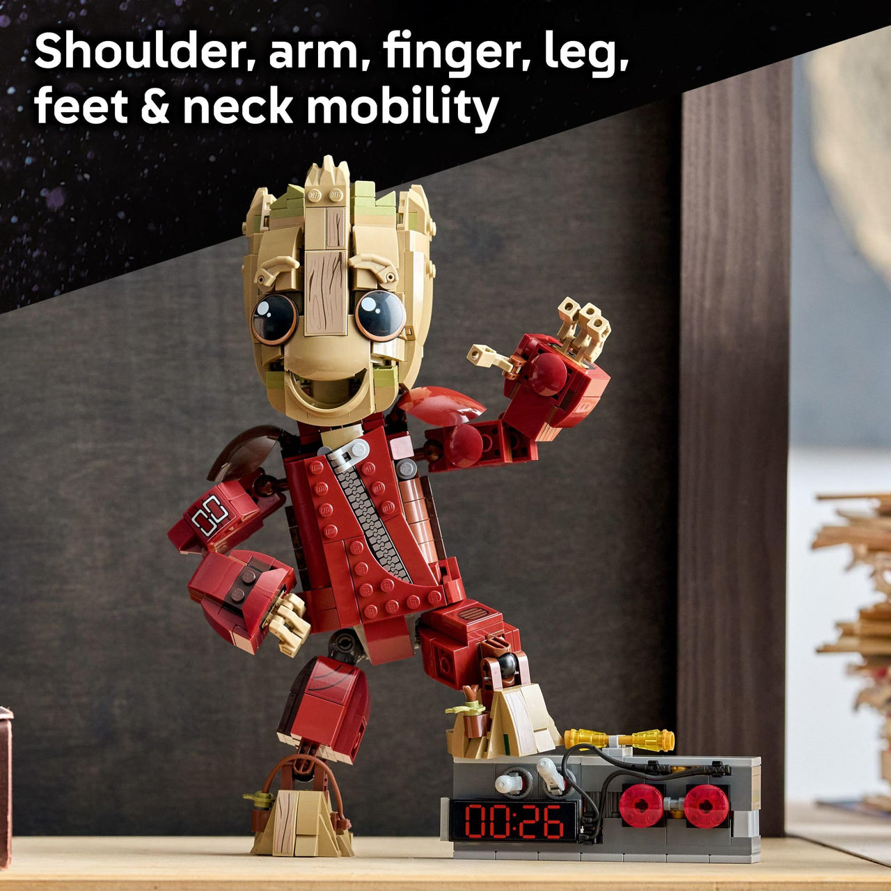 LEGO Marvel Ravager Jumpsuit Groot Building Toy for Boys & Girls, Ages 10+ - Posable Display & Play Figure W/Detonator Device - Gift Idea for Birthdays - 76341