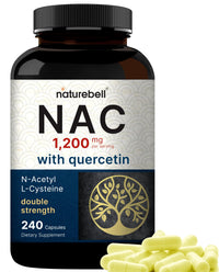Thumbnail for NAC Supplement 1200mg Per Serving | 240 Capsules, N-Acetyl Cysteine with Quercetin | Double Strength - Support for Immune, Liver, & Lung Health