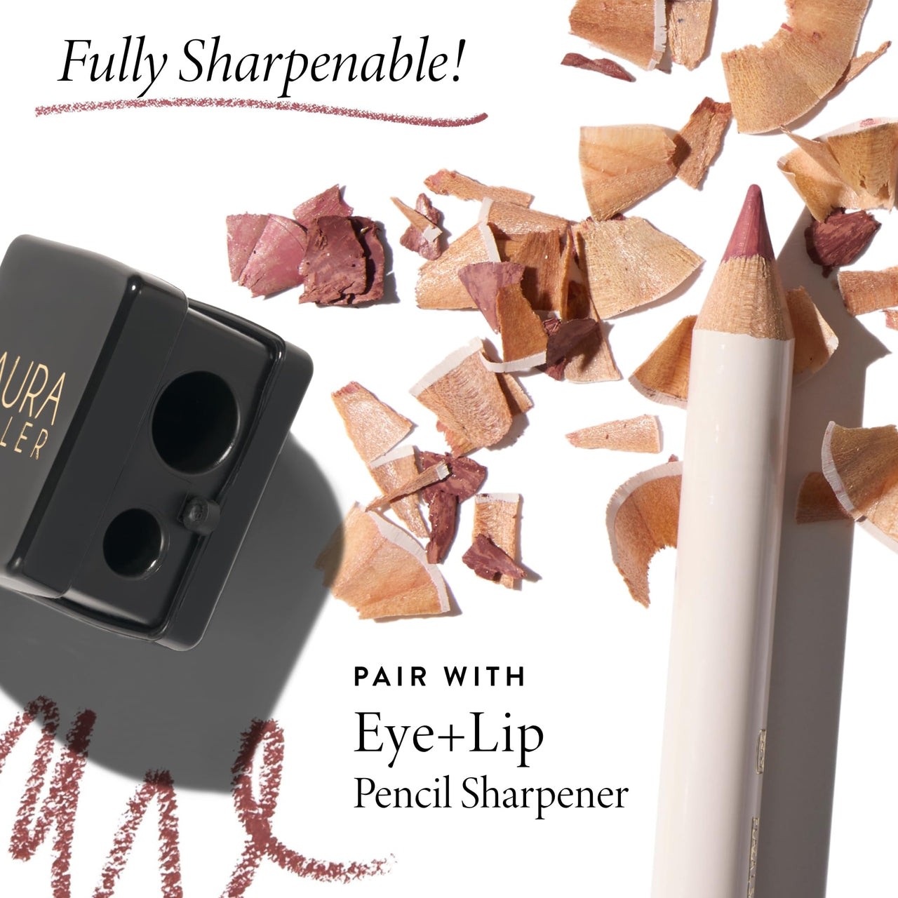LAURA GELLER NEW YORK Marble Lips Multidimensional Liner, Romantic Rose - Marbleized Smooth Glide Sharpenable Lip Liner for Fuller Lips
