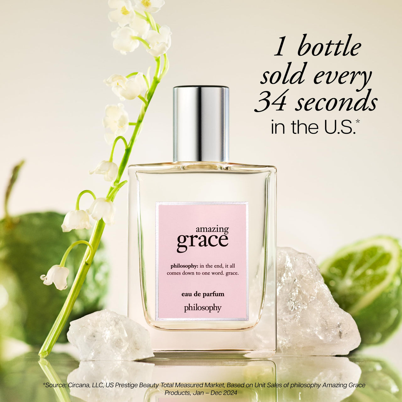 philosophy amazing grace eau de parfum - clean & floral women's perfume - with notes of bergamot, lily of the valley & musk - long lasting fragrance - 2 fl oz