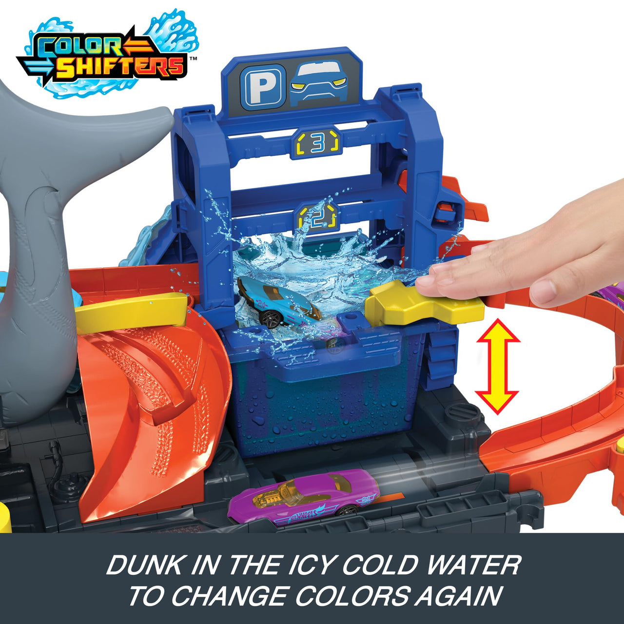 Hot Wheels City Ultra Shark Car Wash & Color Reveal Toy Vehicle