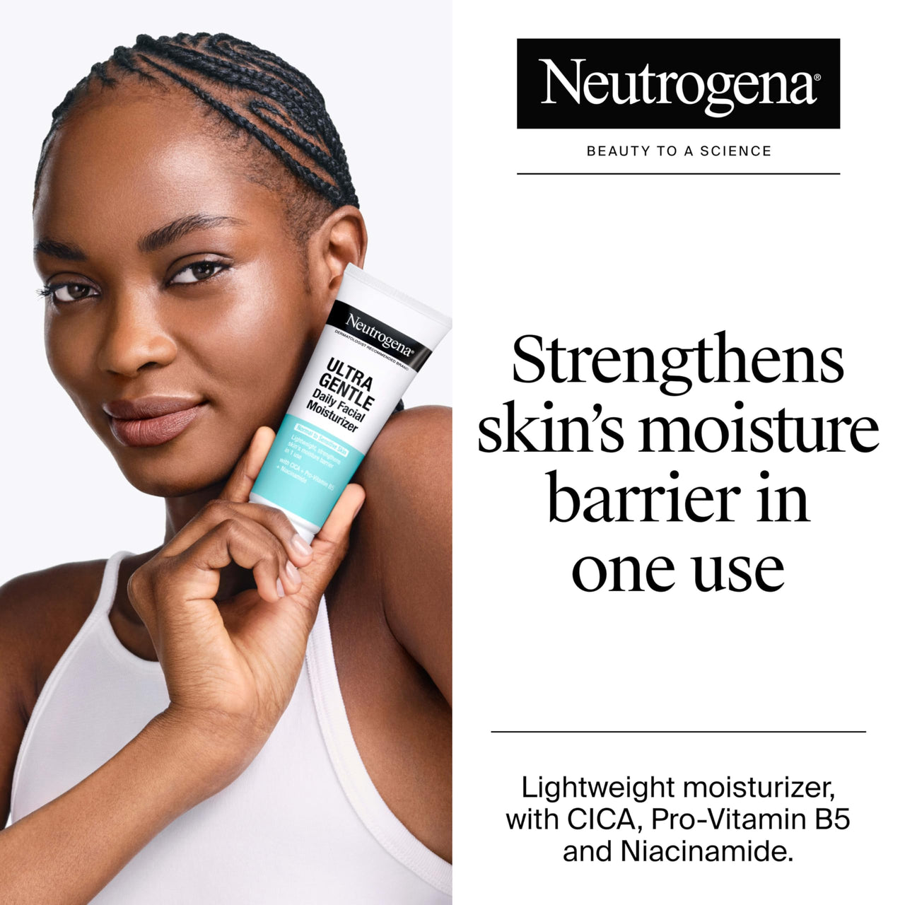 Neutrogena Fragrance Free Daily Facial Moisturizer, Face & Neck Moisturizer for Sensitive Skin with Vitamin B3, Pro-Vitamin B5 & Vitamin E Supports Skin's Dynamic Barrier, 3.4 fl. oz