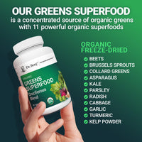 Thumbnail for Dr. Berg's Greens Superfood Cruciferous Vegetable Tablets - Vegetable Supplements for Adults w/ 11 Phytonutrient Super Greens - Energy, Immune System & Liver Veggie Tablets - 90 Tablet