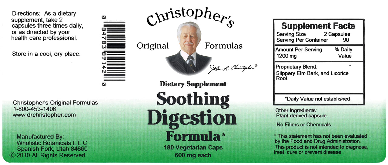Christopher's Original Formulas Soothing Digestion - 180 Vegetarian Capsules