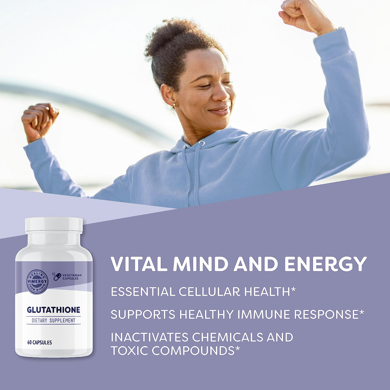 Vimergy Glutathione – Supports Liver Detox* – Superfood for Cellular Health & Antioxidant Support* – Kosher, Vegan & Gluten-Free – 60 Capsules