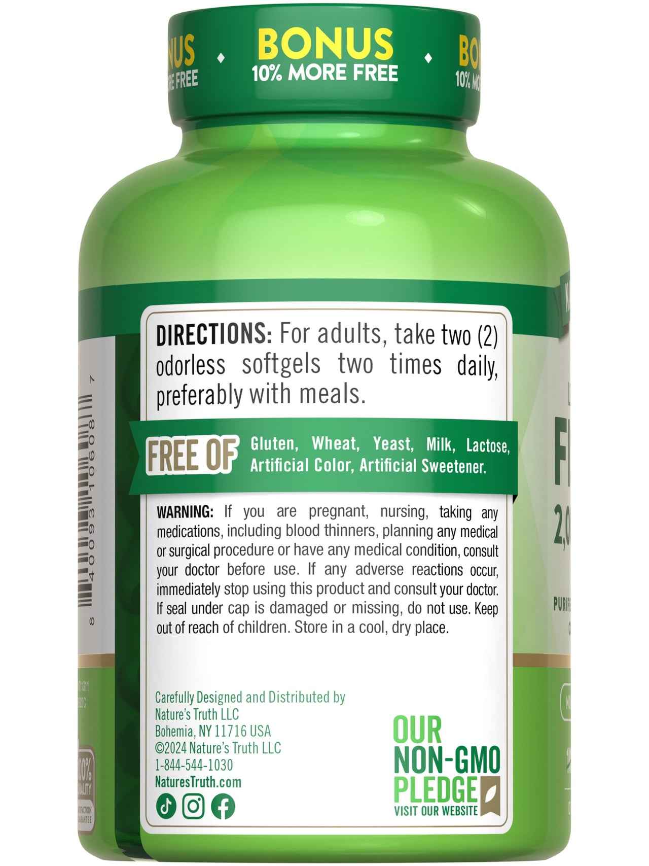 Nature's Truth Fish Oil 2000mg | 110 Softgels | Omega-3 | Lemon Flavor | Non-GMO & Gluten Free Supplement
