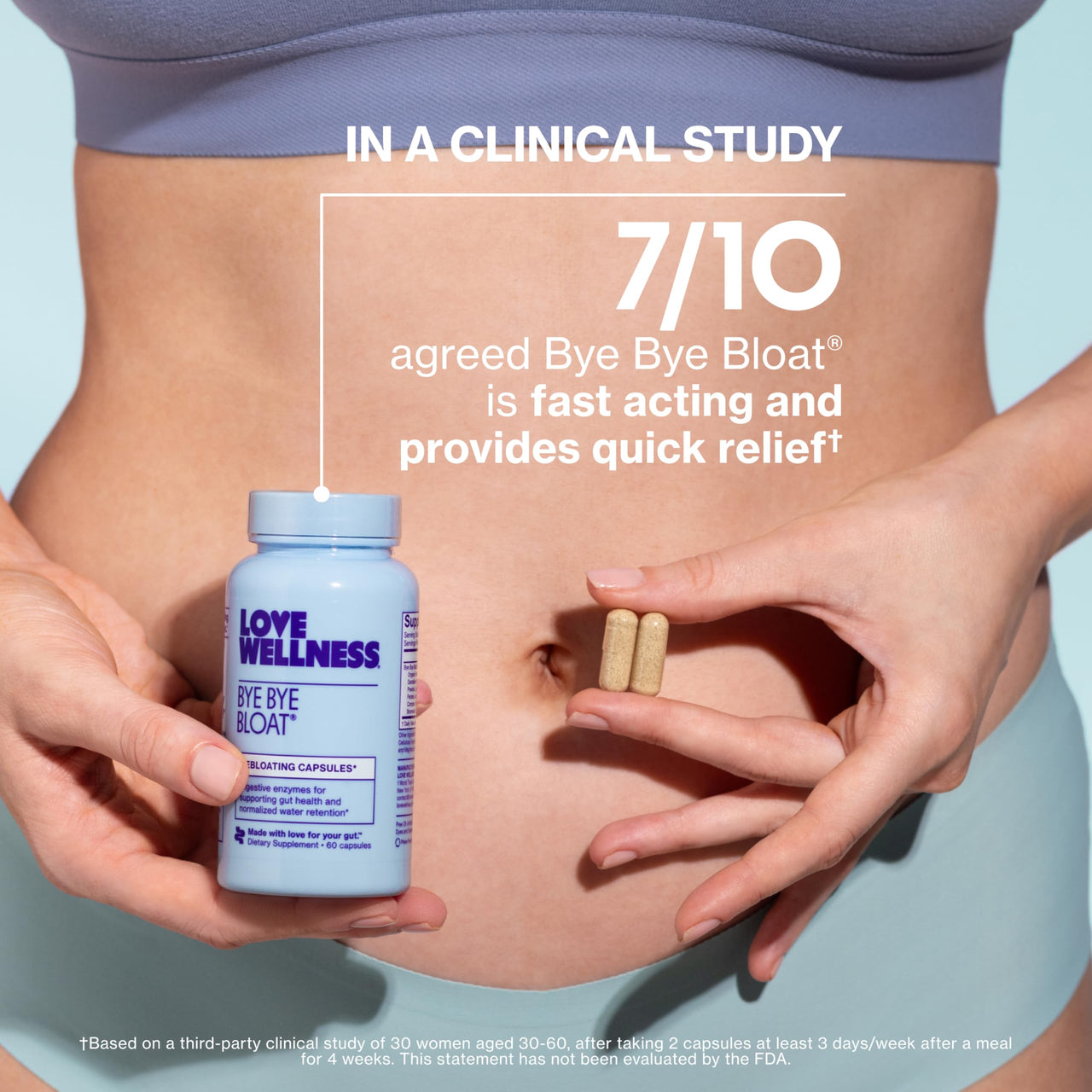 Love Wellness Bye Bye Bloat | Digestive Enzymes for Fast Acting Bloating Relief for Women | Helps Reduce Water Retention & Gas Relief | Supports Digestive Health with Fenugreek & Dandelion | 60 Count