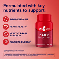 Thumbnail for One A Day Daily Essentials, Multivitamin for Women & Men, Supports Healthy Brain and Muscle Function and Immune Health, Adult Multivitamin with Vitamin D, E and Vitamin B12, 150 Count