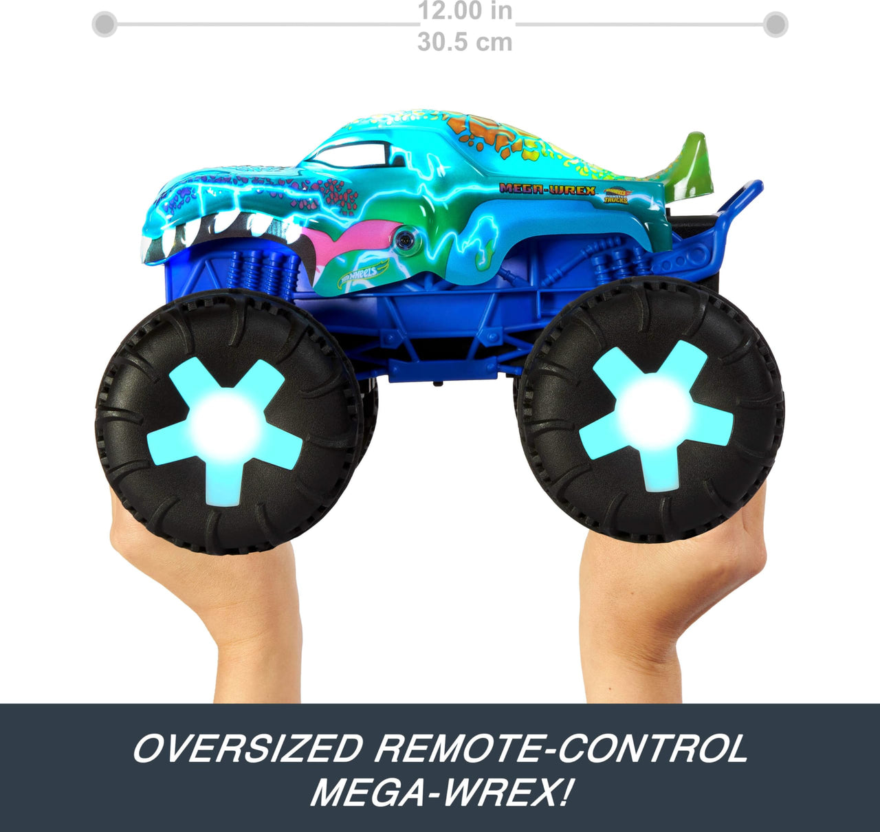 Hot Wheels Monster Trucks 1:15 Scale Mega-Wrex Alive Battery-Powered RC Vehicle with Lights & Sounds