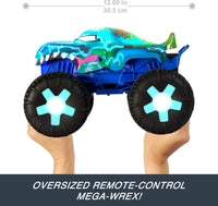 Thumbnail for Hot Wheels Monster Trucks 1:15 Scale Mega-Wrex Alive Battery-Powered RC Vehicle with Lights & Sounds