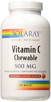 Thumbnail for SOLARAY Chewable Vitamin C 500 mg, Natural Cherry Flavor with Natural Sweeteners, Antioxidant and Immune Support Supplement with Whole Food Base, 60-Day Guarantee, 100 Servings, 100 Chewables