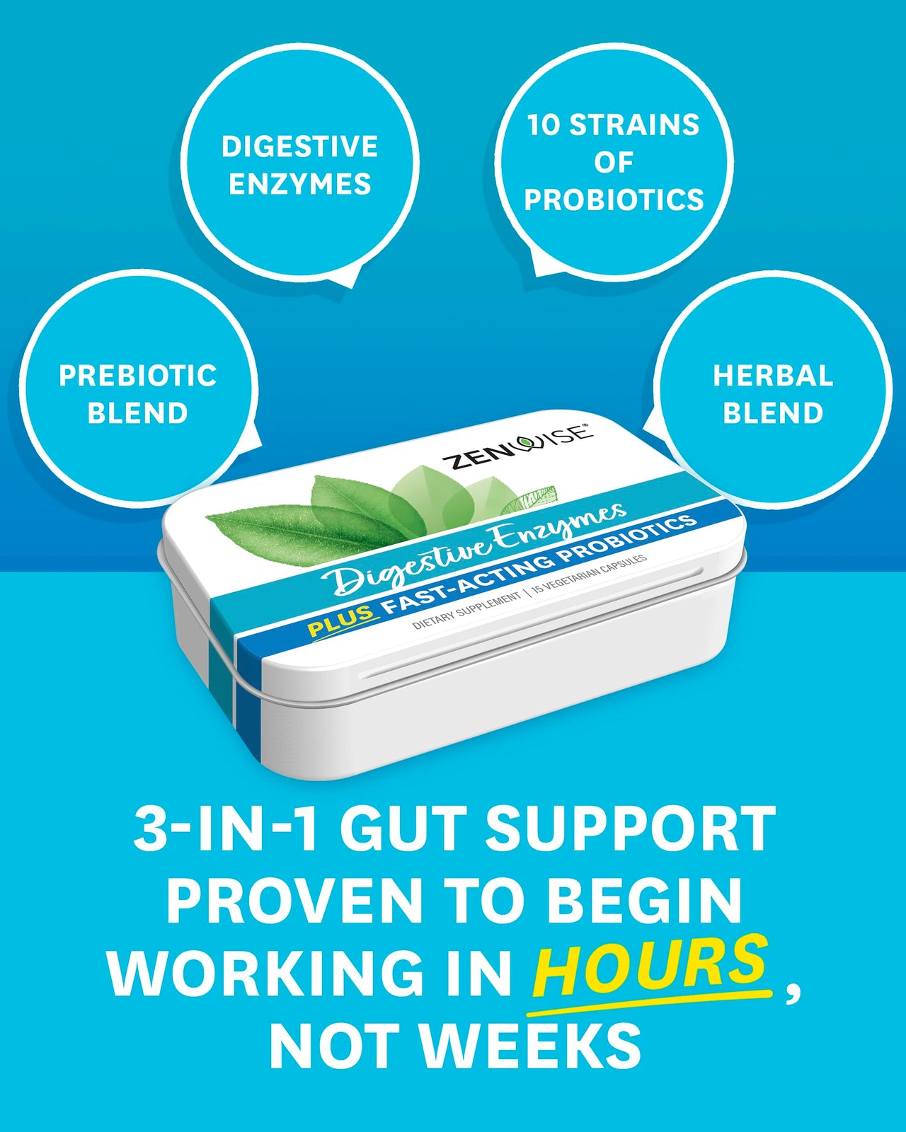 Zenwise Health Digestive Enzymes and Bromelain for Gut Health - Probiotic Multi Enzymes with Prebiotics and Probiotics for Women and Men for Digestive Health and Bloating Relief for Digestion -15 CT