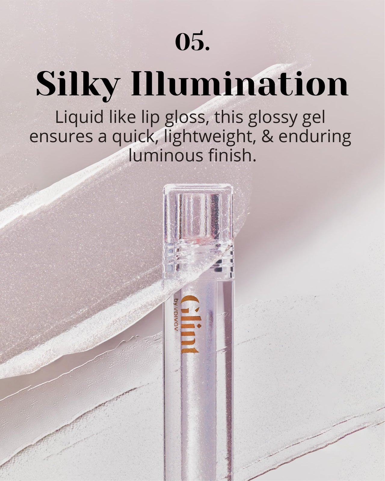 Glint Liquid Gel Highlighter (Glosser, 0.1oz) - Multi-Use Face & Body Gloss for Smooth Glow, Long-Lasting Illuminator Balm for Healthy Radiance. Korean Makeup. Eyes, Cheeks, Nose