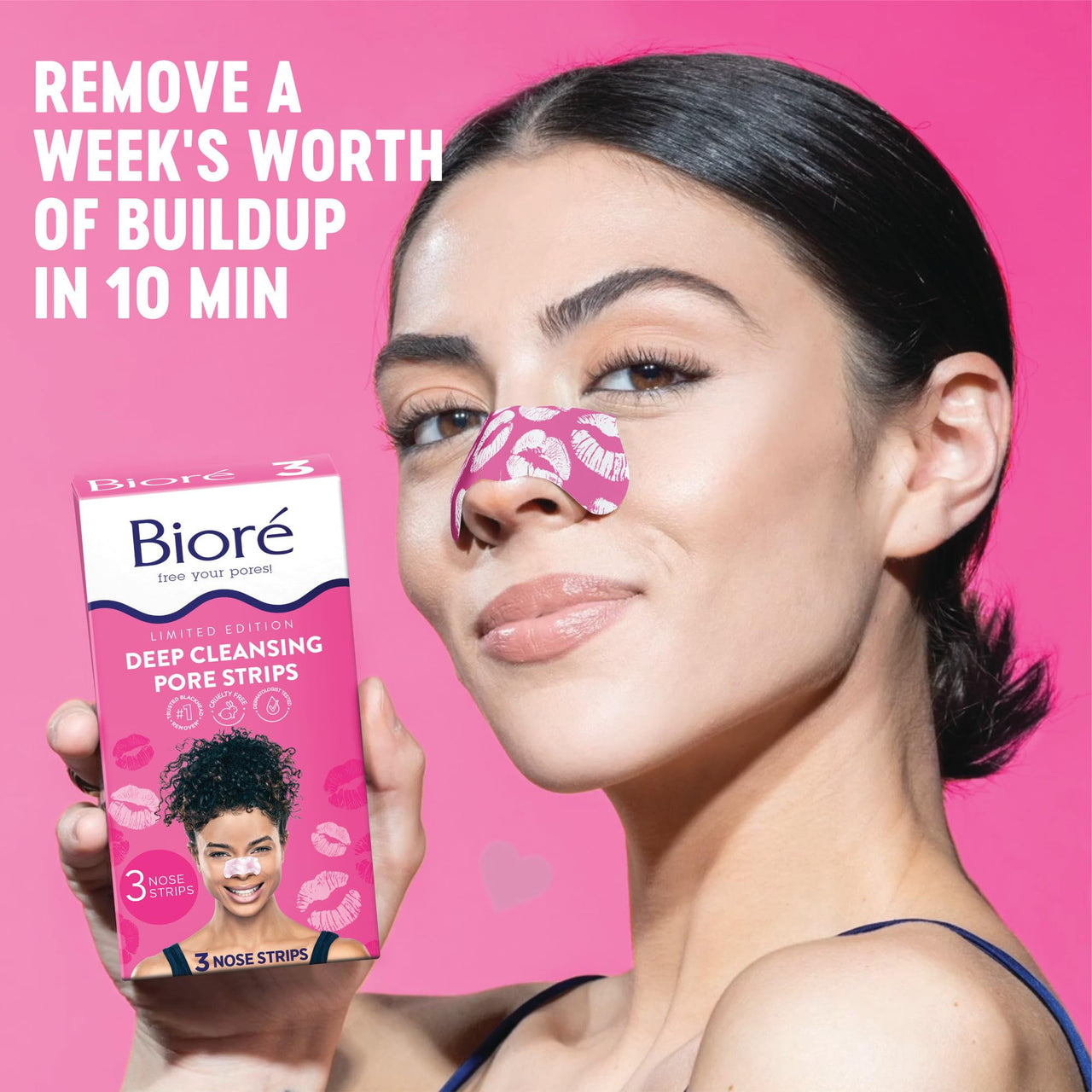 BiorÃƒÆ’Ã‚Â© Kiss Designer Pore Strips, Nose Strips for Blackhead Removal, Features C-Bond Technology with Instant Pore Unclogging, 3 Count, Pack of 12