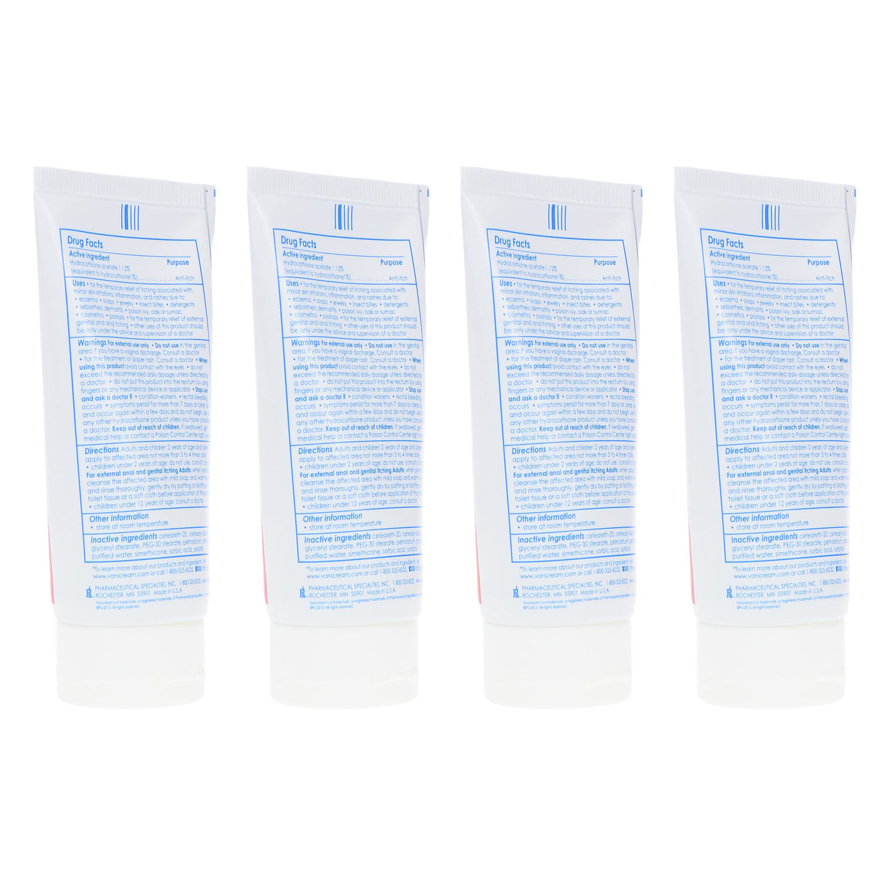 Vanicream HC 1% Hydrocortisone Anti-Itch Cream - 2 oz, Pack of 4