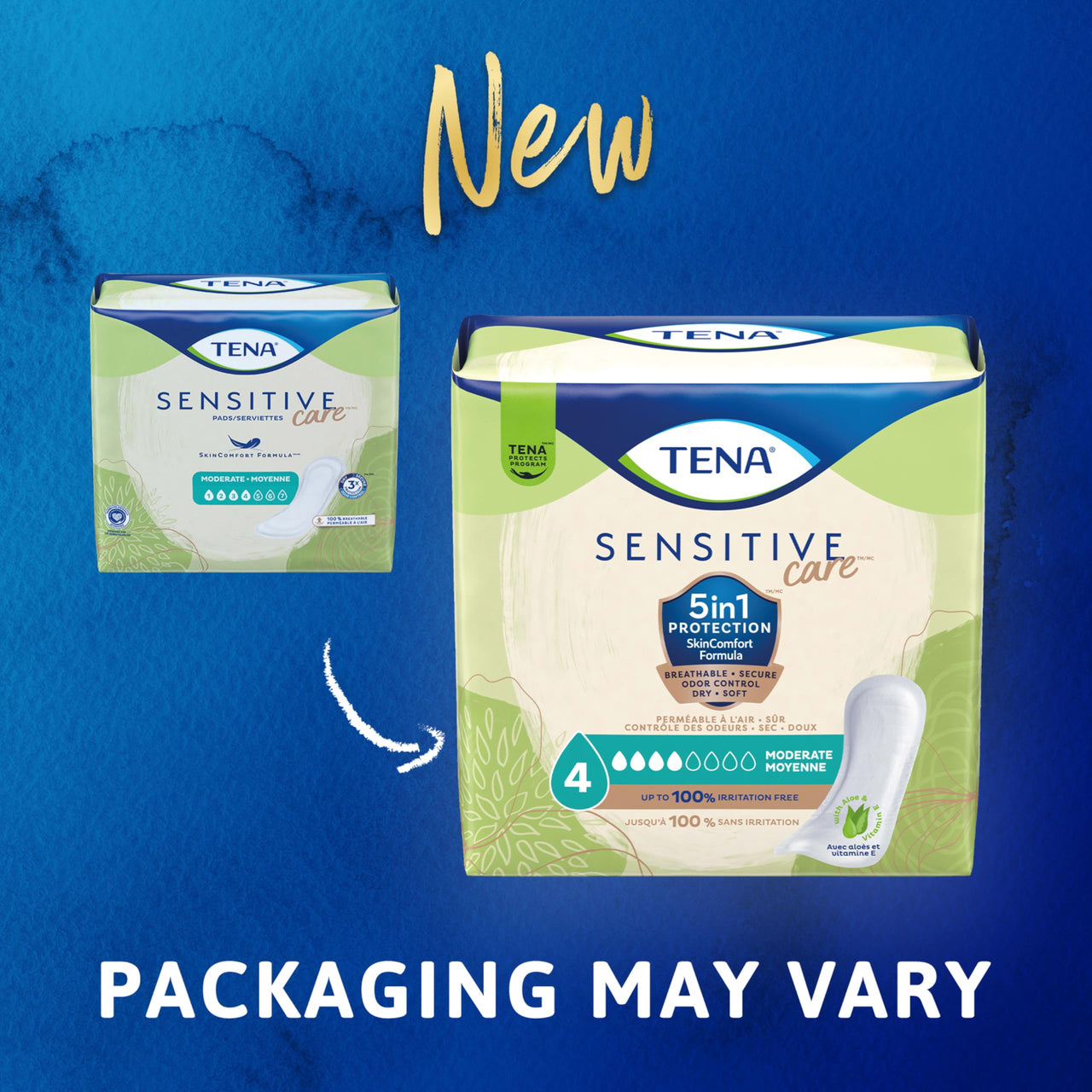TENA Sensitive Care Extra Coverage Moderate Long Incontinence Bladder Control Pad, 60 Count
