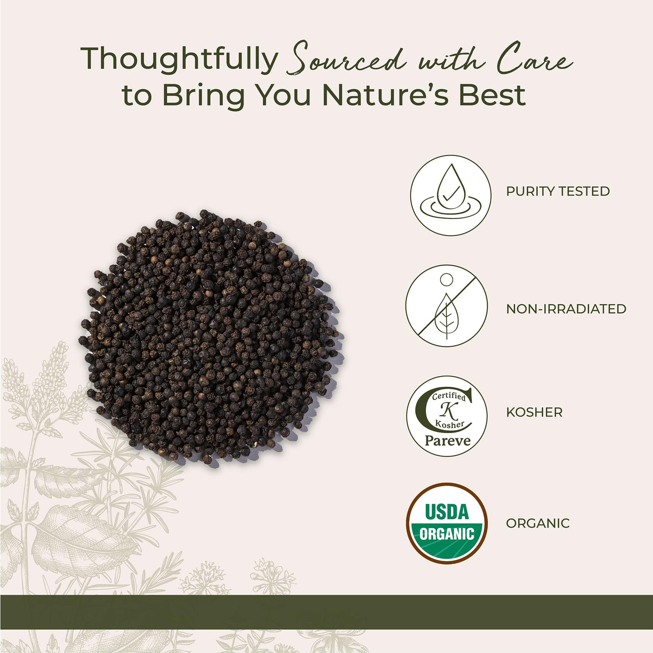 Starwest Botanicals Organic Whole Black Pepper - Black Peppercorns for Grinder Refill, Sourced from India, Sri Lanka, & Vietnam, Certified Kosher, Non-GMO - Bulk 1 lb Bag