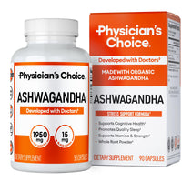 Thumbnail for Physician's CHOICE Ashwagandha Supplement - 1950mg of Bioavailable Organic Ashwagandha Root Powder - Black Pepper Extract, Stress Support, Mood Support Supplement, 90 Veggie Capsules