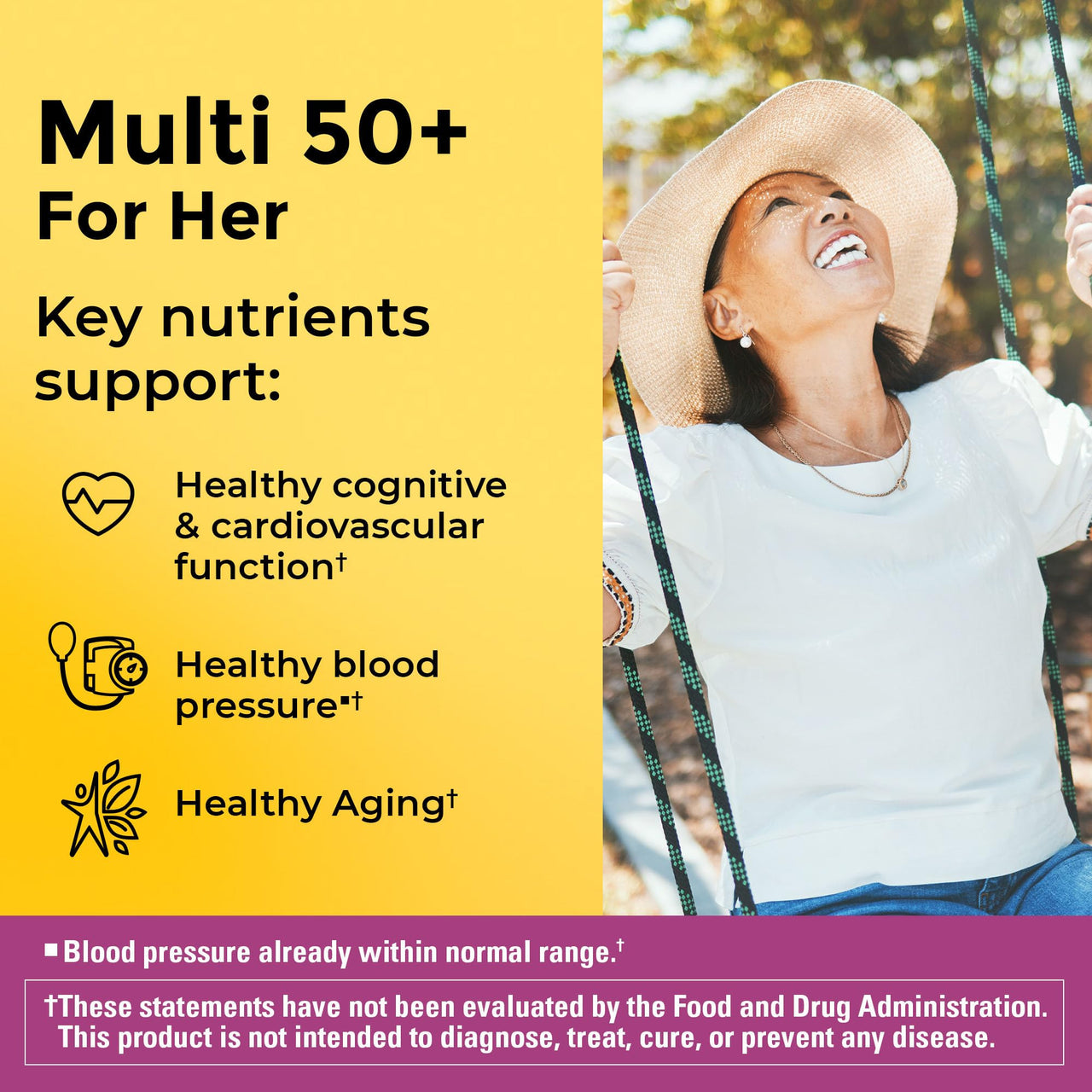 Nature Made Multivitamin For Women 50+ No Iron, Multivitamins for Women 50 Plus, Daily Nutritional Support, Nature Made Multi Vitamins, 90 Tablets, 90 Day Supply