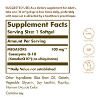 Thumbnail for Solgar Megasorb CoQ-10 100 mg, 90 Softgels - Supports Healthy Aging - Coenzyme Q10 Supplement - Enhanced Absorption - Non-GMO, Gluten Free, Dairy Free - 90 Servings