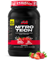 Thumbnail for Muscletech Whey Protein Powder (Strawberry, 2.2 Pound) - Nitro-Tech Ultimate Muscle Building Formula with Whey Protein Isolate & Peptides - 30g of Protein, 3g of Creatine & 6.8g of BCAA