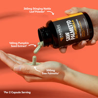 Thumbnail for Saw Palmetto Supplement with Stinging Nettle and Pumpkin Seed Extract - Advanced 3X Formula - DHT Blocker Urinary Health and Prostate Support for Mens Health - Vegan, Non-GMO Capsules - 2 Month Supply