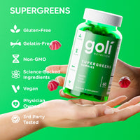 Thumbnail for Goli Supergreens Gummies with Probiotics - Artichoke Leaf Extract, Spirulina, Kale, Vitamins A, B6, B12 - Vegan, Gluten-Free, Non-GMO