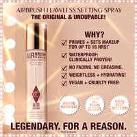 Thumbnail for Charlotte Tilbury Airbrush Flawless Setting Spray - Ultra-Fine Hydrating Mist to Prime & Set Face Makeup For Up to 16Hr - Soothes, Blurs Pores & Calms Skin (100ml)
