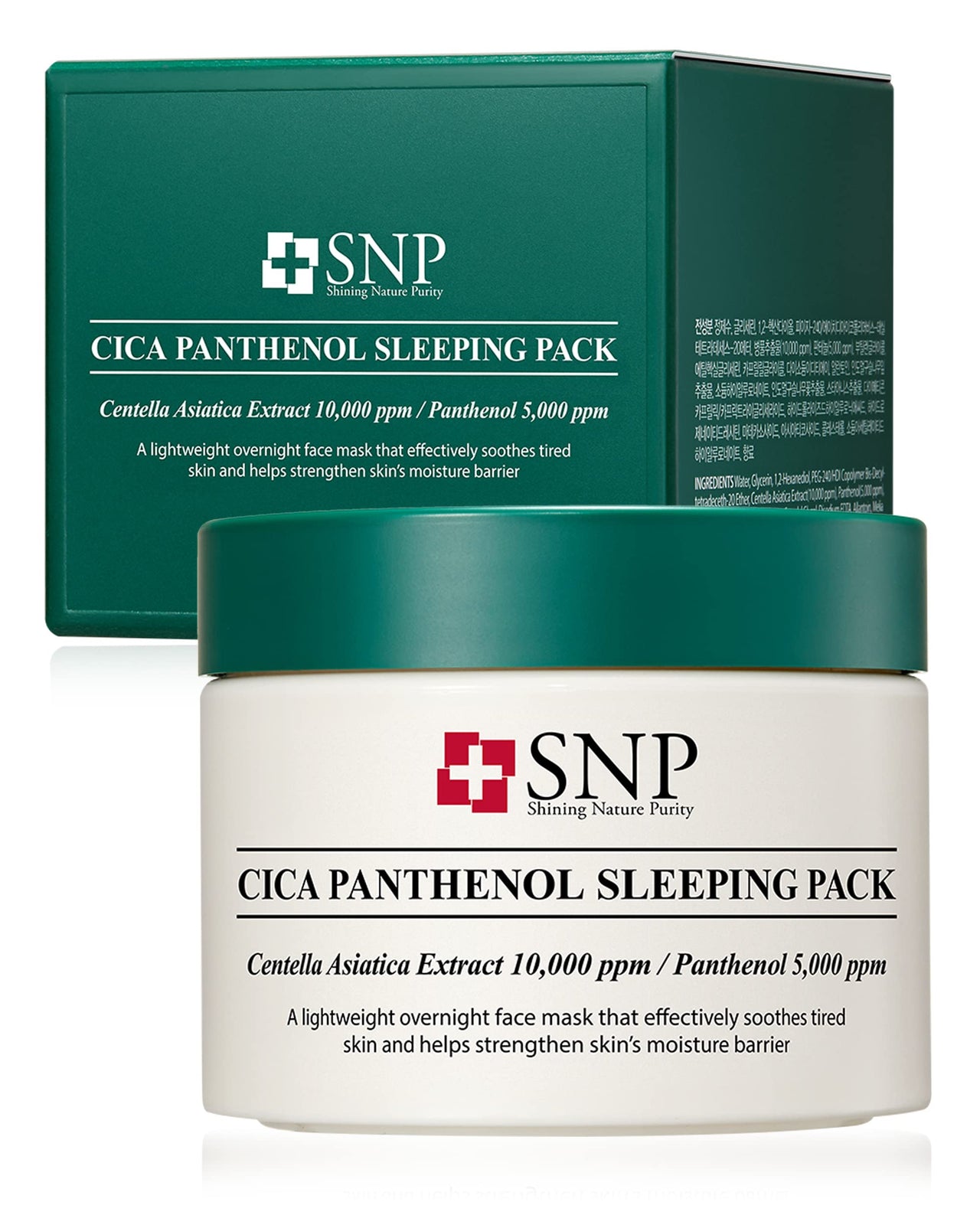 SNP CICA Panthenol Moisturizing Cream | Overnight Face Cream | Soothing, Moisturizing, and Hydrating Facial Mask with Hyaluronic Acid | Korean Skin Care Overnight Moisturizer | 3.38 Fl Oz