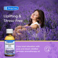 Thumbnail for De La Cruz Lavender Essential Oil Steam-Distilled - 100% Pure Lavender Oil for Aromatherapy 2 Fl Oz (Pack of 1)