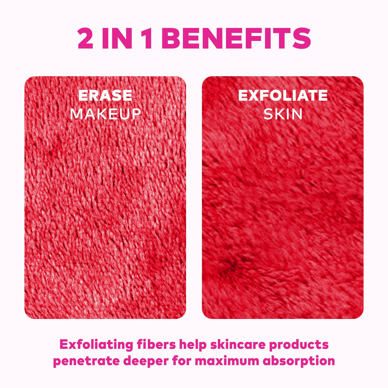 The Original MakeUp Eraser PRO, Effortlessly Remove All Makeup Using Only Water, Including Waterproof Mascara, Eyeliner, Foundation, Lipstick, Sunscreen,and More! Love Red, 1ct.