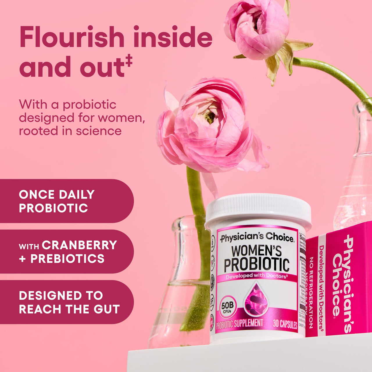 Physician's CHOICE Women's Probiotic 60 Count + Easy Mix Fiber Bundle