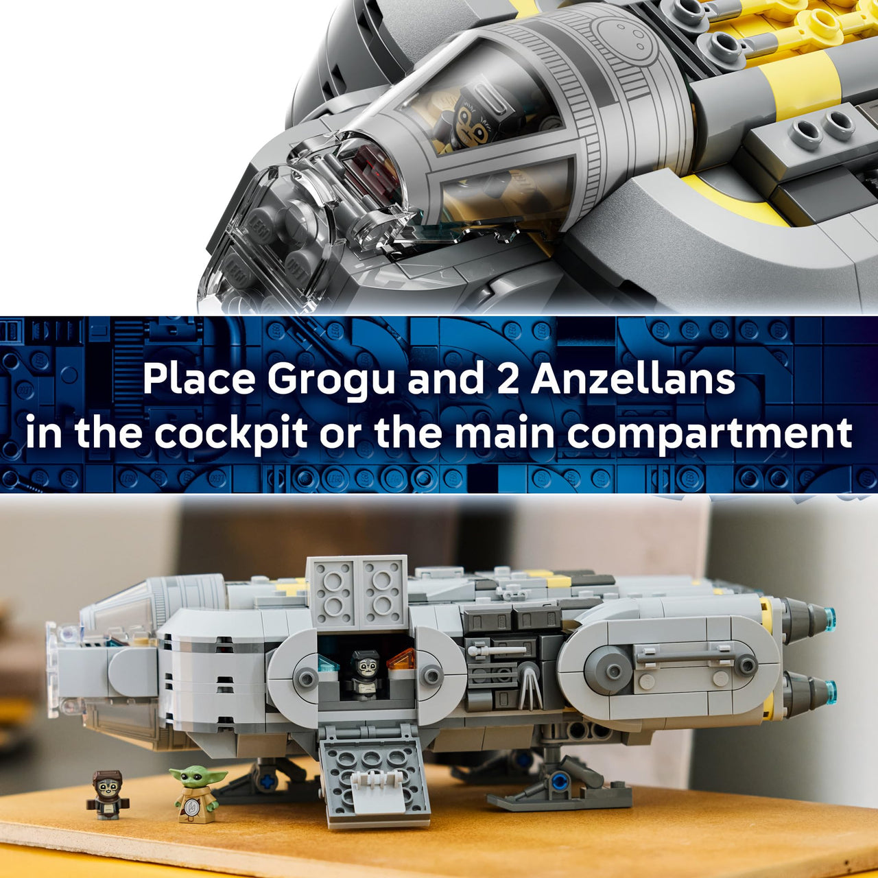 LEGO Star Wars: The Mandalorian and Grogu Anzellan Starship Building Toy - Build and Display Set for Boys & Girls, Ages 9+ - Star Wars Gifts for Kids - W/Grogu & 2 Anzellan Figures - 75445