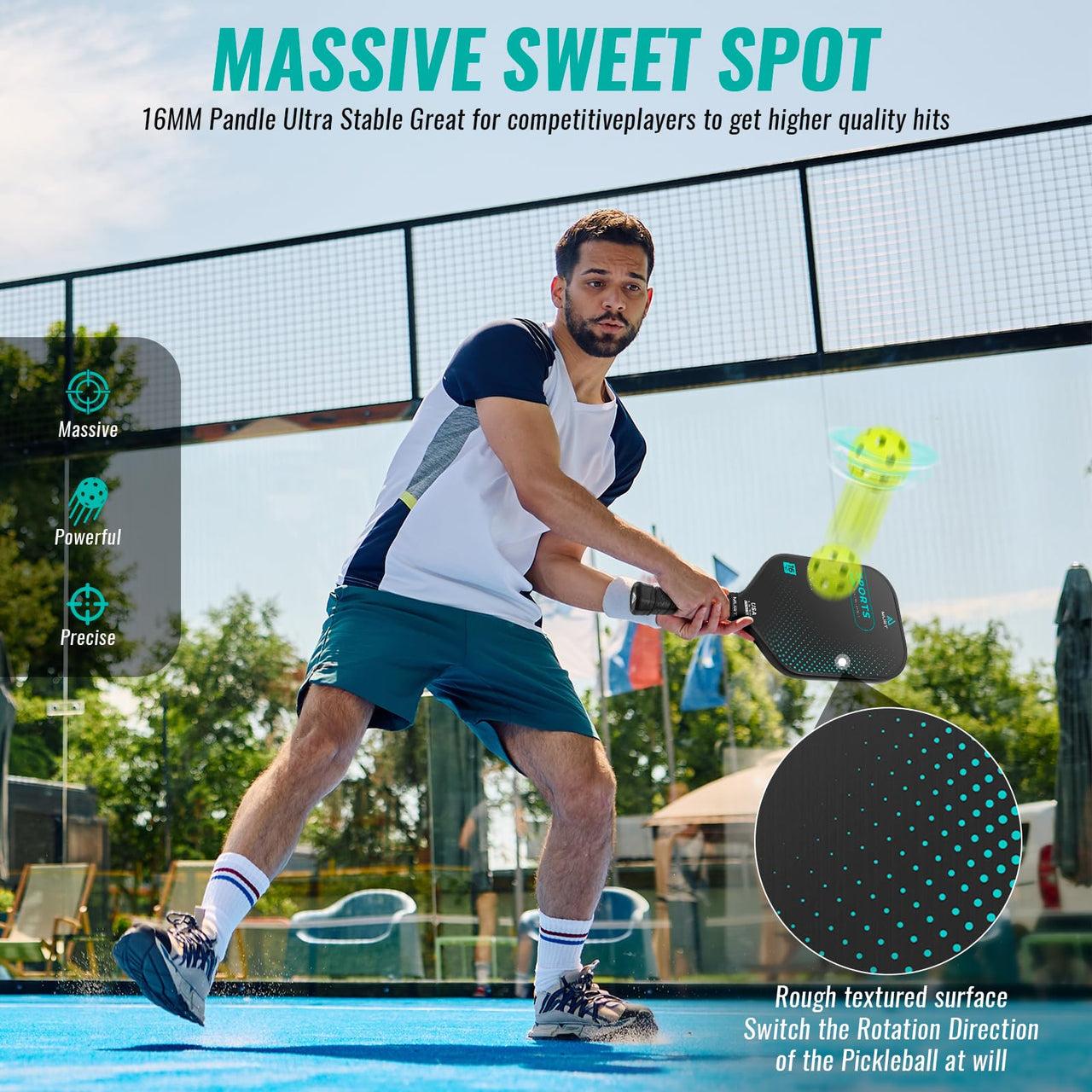 MURT Pickleball Paddle, T700 Carbon Fiber Pickleball Paddles with Cover,2024 USAPA Approved, High Grit & Spin, Honeycomb Core, Pickleball Gifts, 16mm